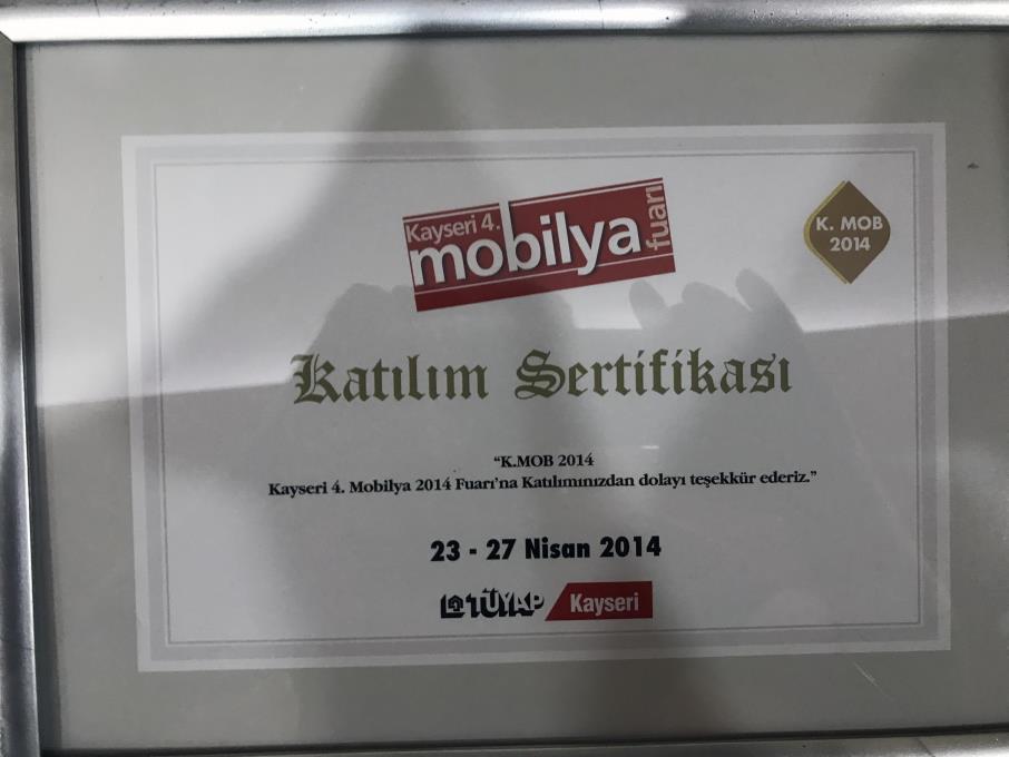 Kayseri 4.Mobilya Fuarı Katılım Sertifikası